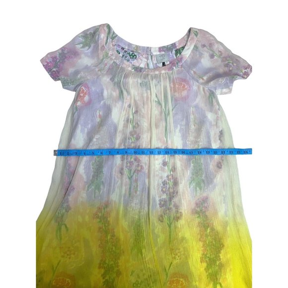 Anthropologie HD in Paris Dipped Chroma Swing Dress 8 Floral Gauze Overlay Ombre - Picture 7 of 11